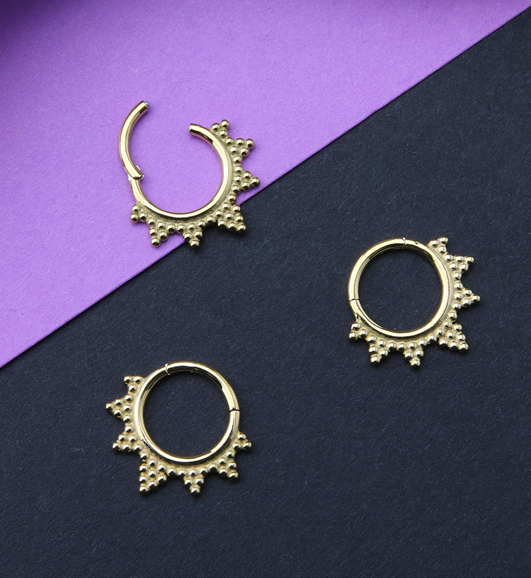 Gold PVD Beaded Pin Hinged Segment Ring