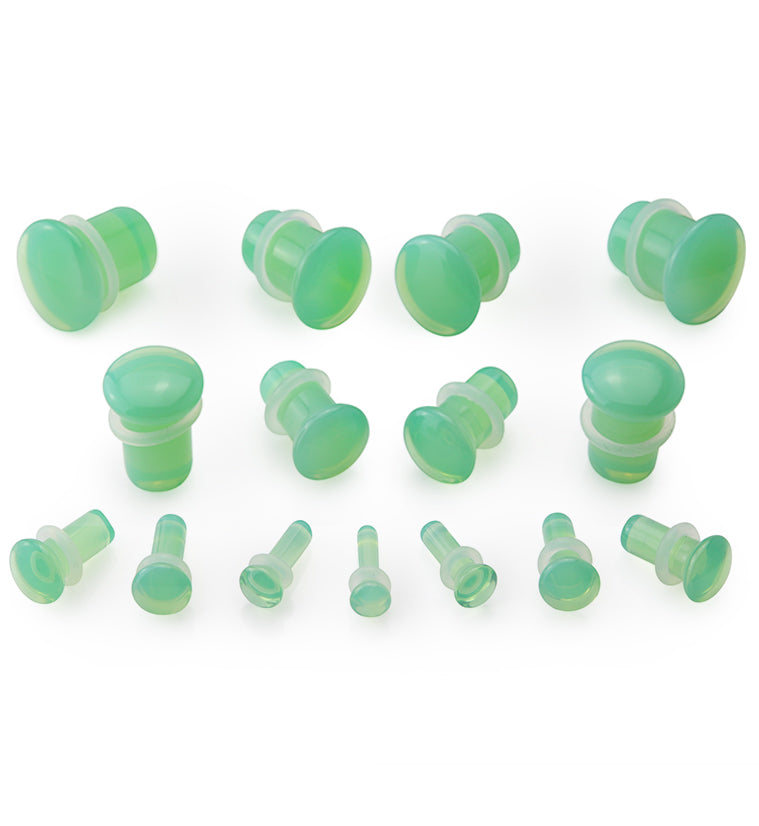 Mint Opalite Glass Plugs - Single Flare