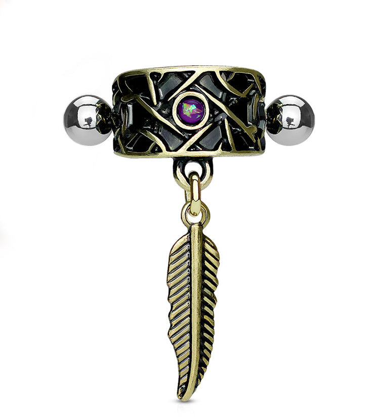 16G Tribal Feather Helix / Cartilage Barbell