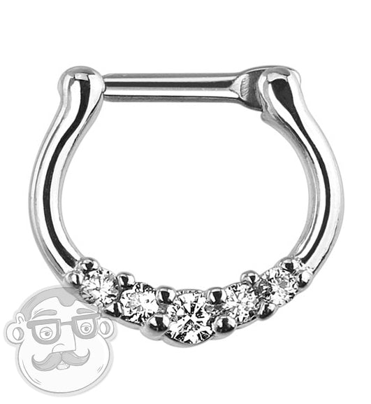 Septum Clicker with Five Black Gems in Prong Setting – Esoteric