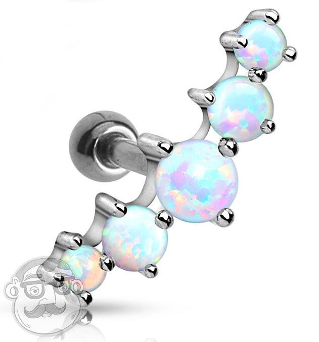 5 Ball Opalite Steel Cartilage / Tragus Ring