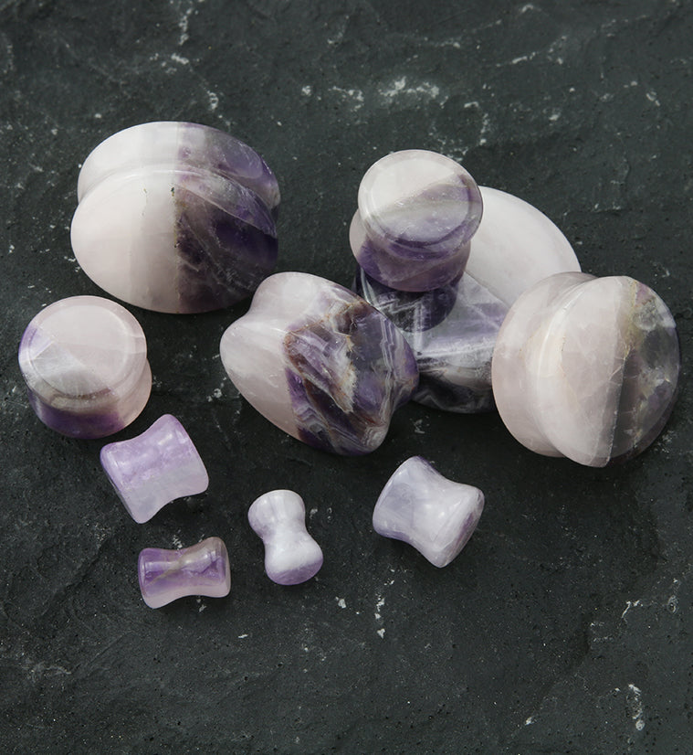 50/50 Amethyst And Rose Quartz Stone Plugs