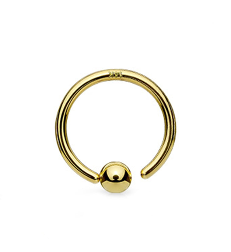 14kt Gold Fixed Ball Captive Bead Ring