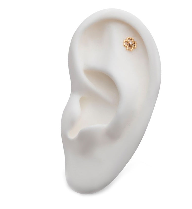 14kt Gold Clover Gem Threadless Top