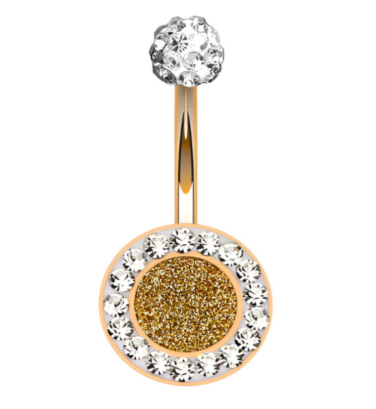 PVD Rose Gold CZ Rim Ciruclar Belly Button Ring