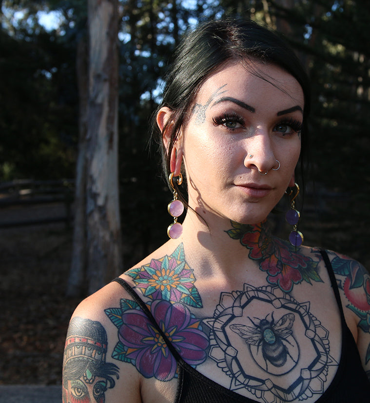 Double Amethyst Stone Hanging Ear Weights