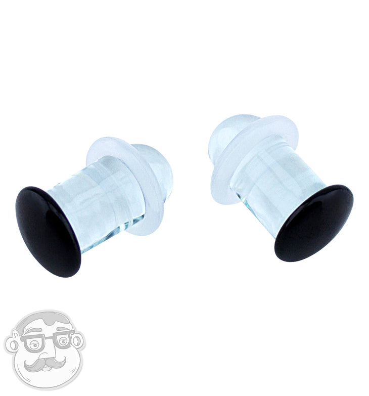 9mm Black Top Single Flare Glass Plugs