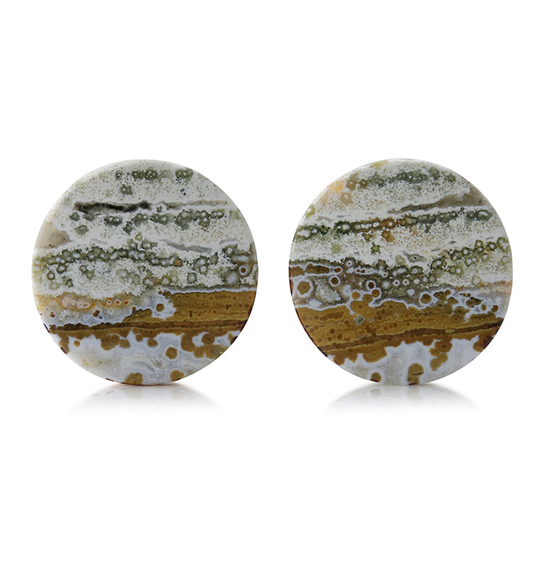 Ocean Jasper Stone Plugs 7/8 Inch (22.2mm) Version 2