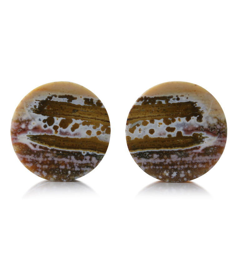 Ocean Jasper Stone Plugs 1 & 1/8 Inch (28mm) Version 1