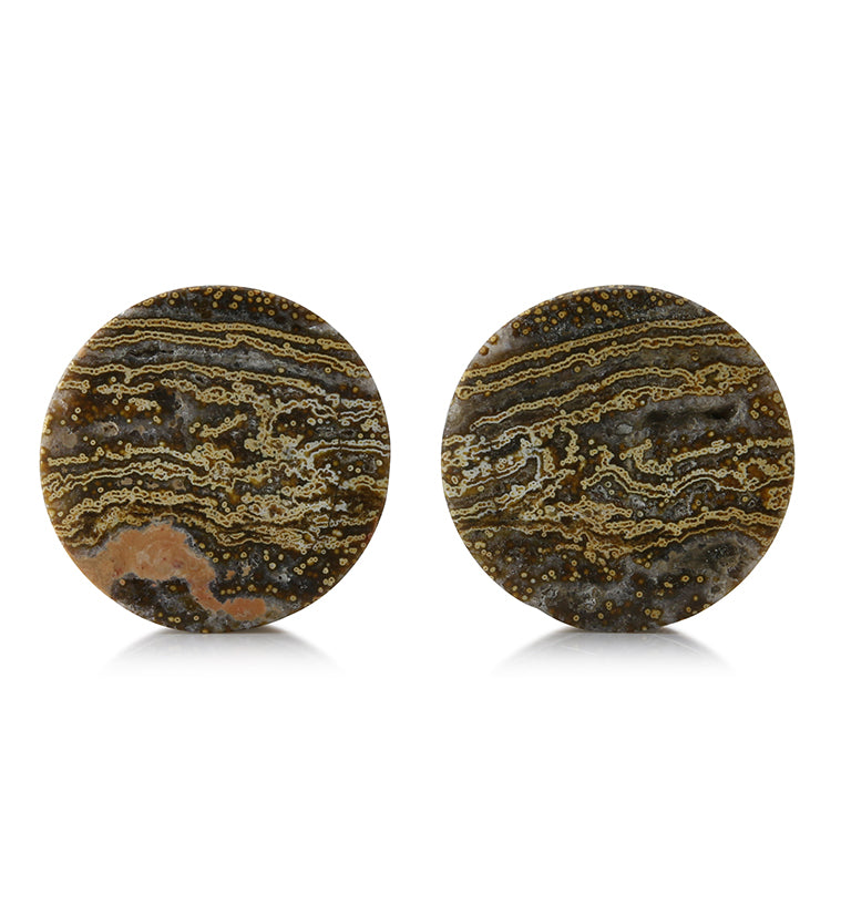 Ocean Jasper Stone Plugs 1 & 1/8 Inch (28mm) Version 3