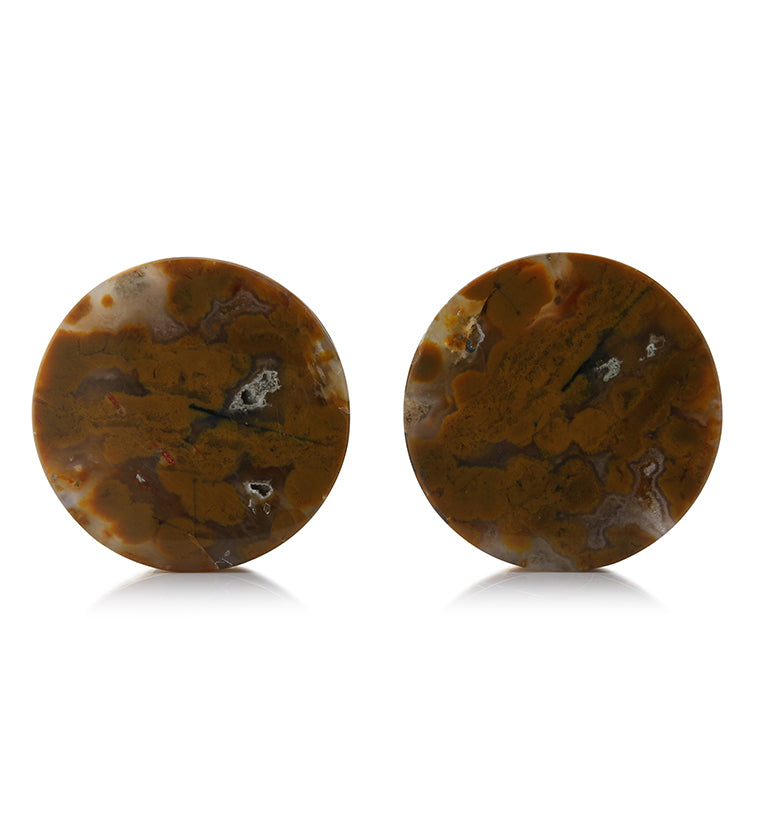 Ocean Jasper Stone Plugs 1 & 1/4 Inch (32.2mm) Version 3