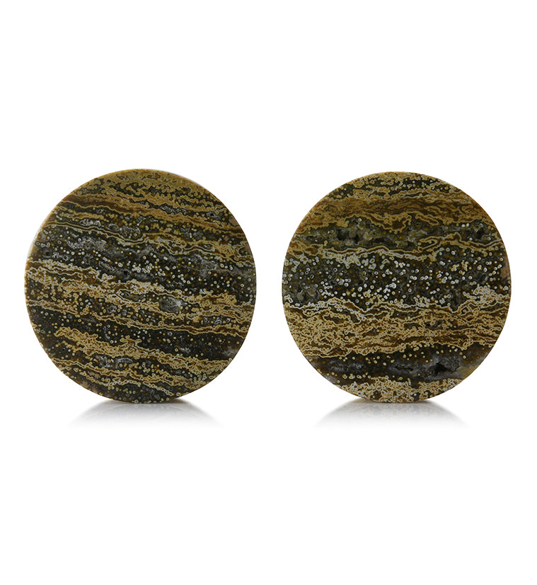 Ocean Jasper Stone Plugs 1 & 3/8 Inch (35mm) Version 1