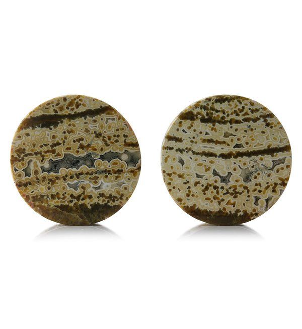 Ocean Jasper Stone Plugs 1 & 3/8 Inch (35.1mm) Version 3