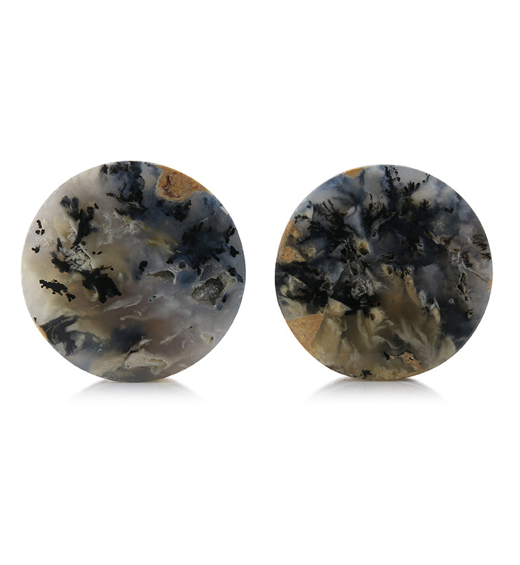 Tiger Agate Dendritic Stone Plugs 1 & 3/8 Inch (35.2mm) Version 2