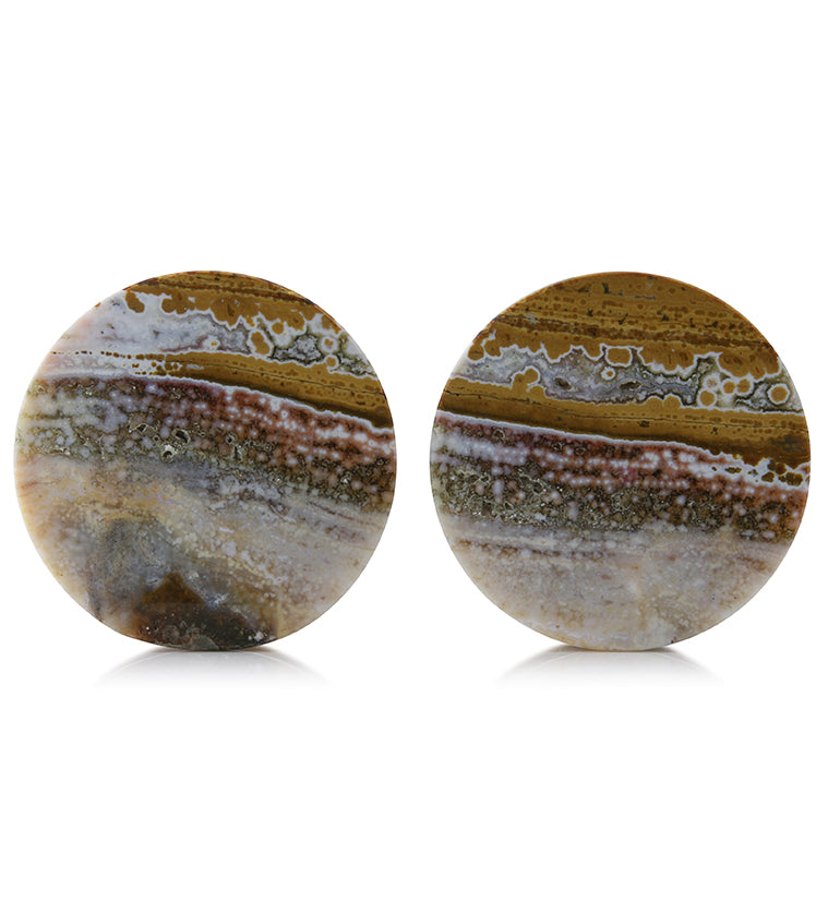 Ocean Jasper Stone Plugs 1 & 1/2 Inch (38.1mm) Version 4