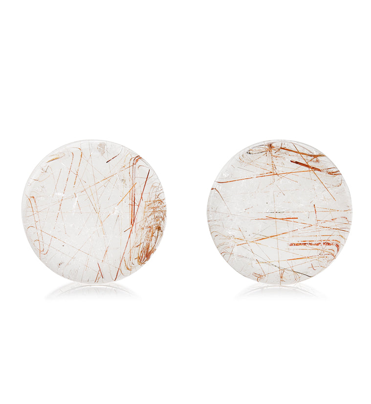 Rutilated Quartz Stone Plugs 3/4 Inch (19mm) Version 3