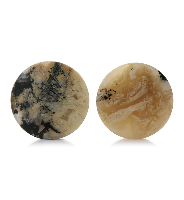 Tiger Agate Dendritic Stone Plugs 1 & 1/4 Inch (32.1mm) Version 2