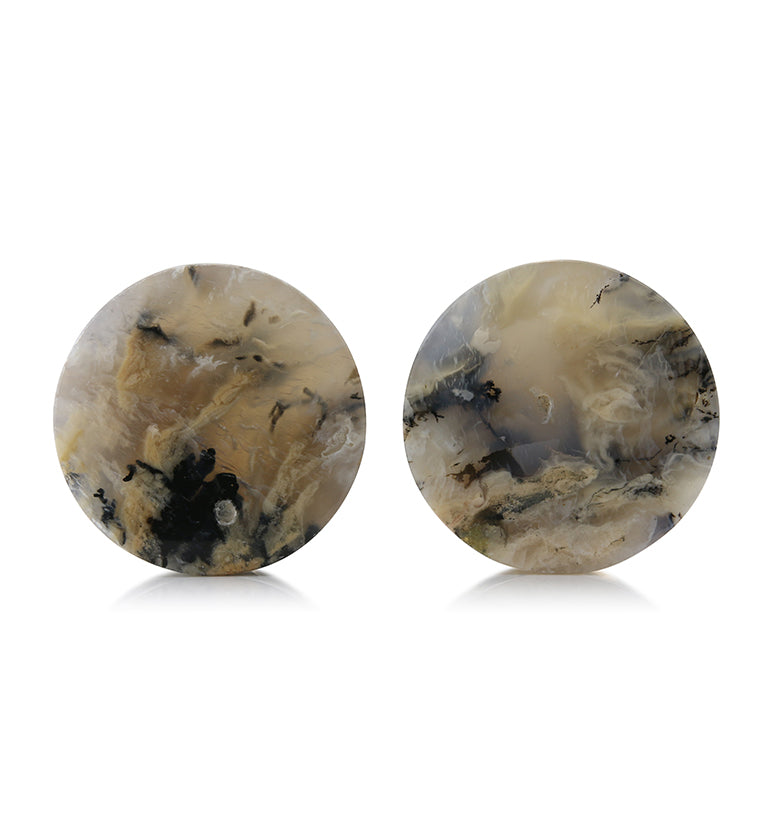 Tiger Agate Dendritic Stone Plugs 1 & 1/4 Inch (32.4mm) Version 4