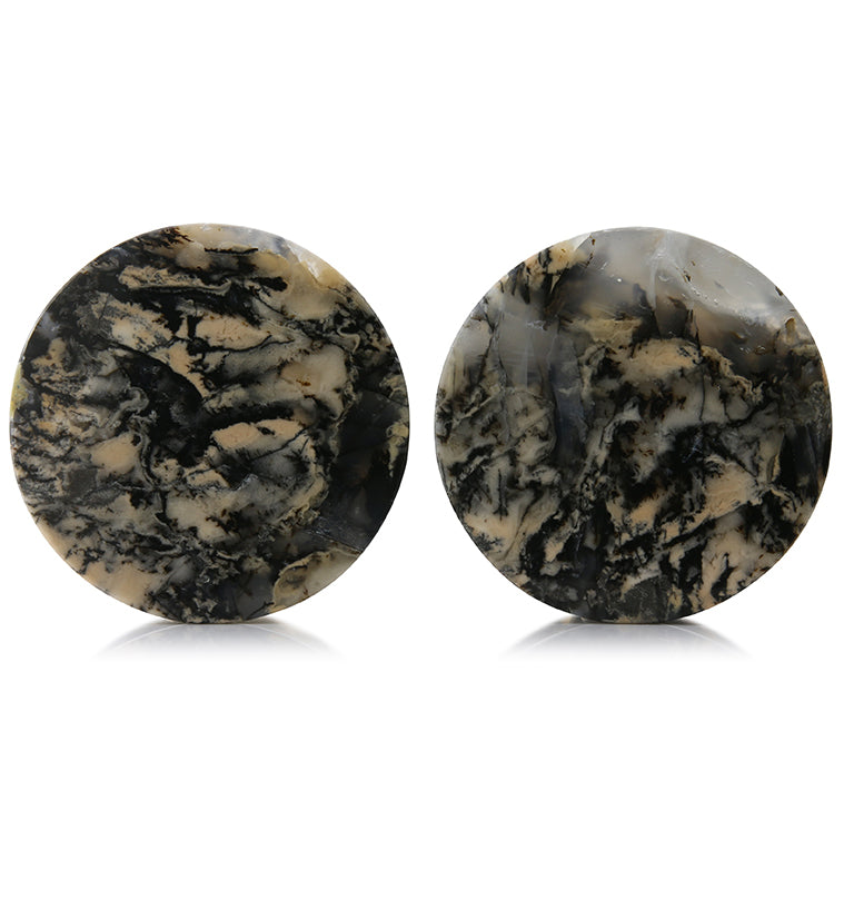 Tiger Agate Dendritic Stone Plugs 1 & 1/2 Inch (38.2mm) Version 1