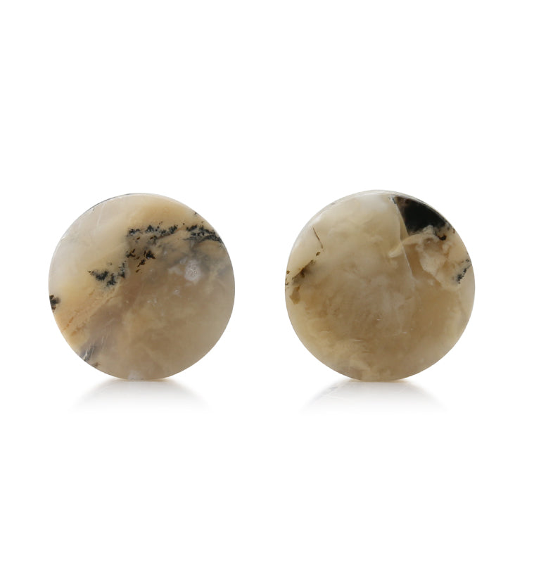 Tiger Agate Dendritic Stone Plugs 5/8 Inch (16.1mm) Version 1
