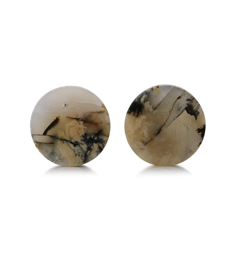 Tiger Agate Dendritic Stone Plugs 5/8 Inch (16.3mm) Version 3