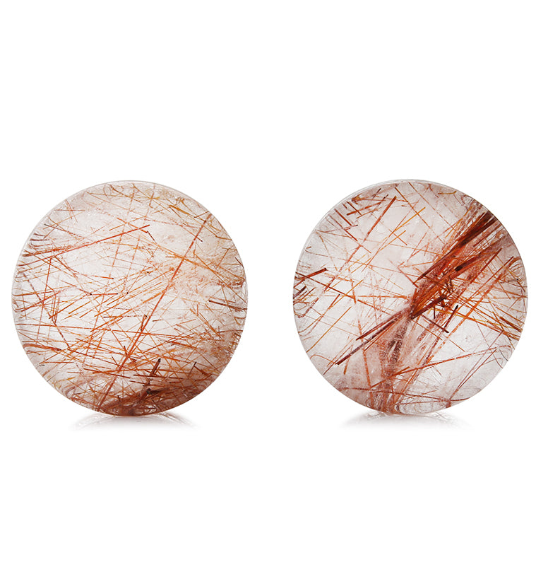 Rutilated Quartz Stone Plugs 1 Inch (25mm) Version 6