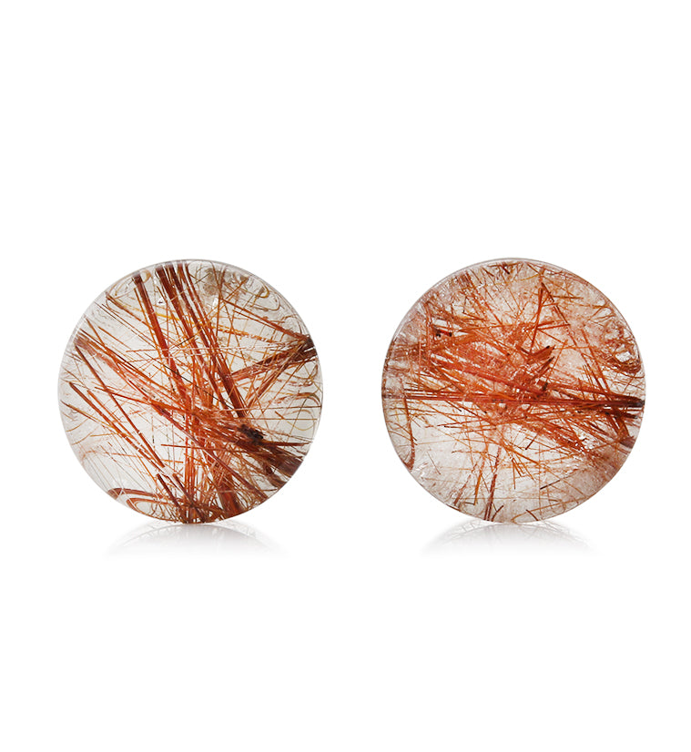 Rutilated Quartz Stone Plugs 3/4 Inch (19mm) Version 8