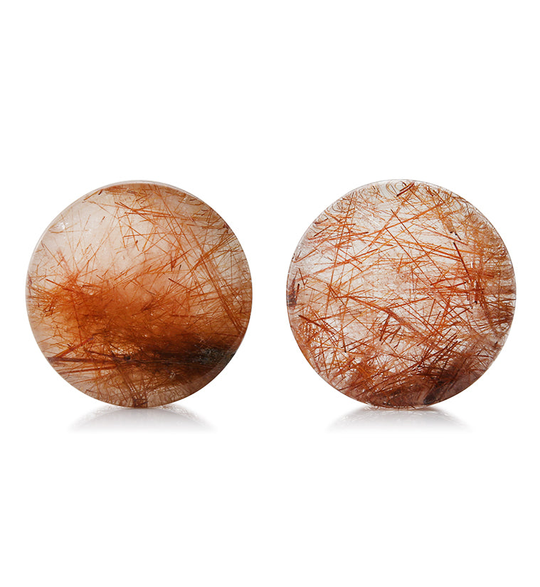 Rutilated Quartz Stone Plugs 1 Inch (25mm) Version 8