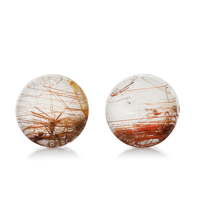 Rutilated Quartz Stone Plugs 3/4 Inch (19mm) Version 10