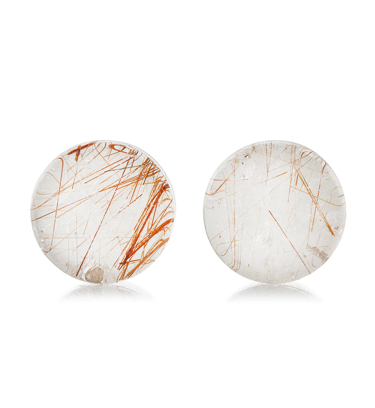 Rutilated Quartz Stone Plugs 3/4 Inch (19mm) Version 14