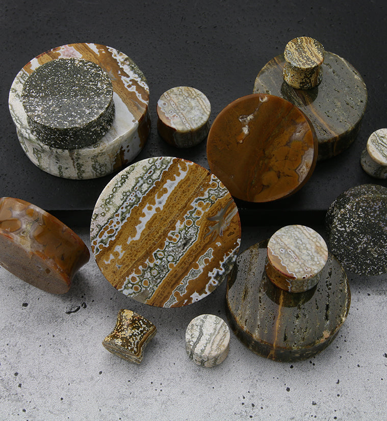 Grade AA Ocean Jasper Stone Plugs