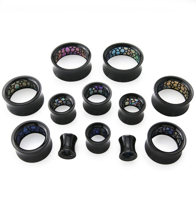 Black Tunnels With Inner Abalone Design