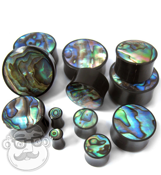 Horn Plugs With Abalone Shell Inlay