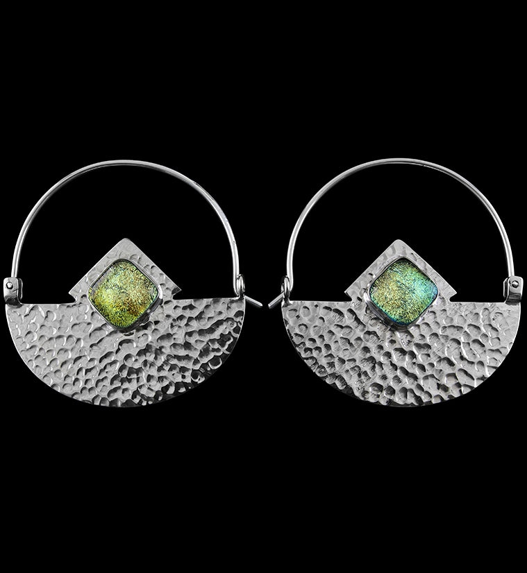 14G Accord Rainbow Dichroic Glass White Brass Hangers