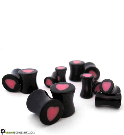 Black And Pink Heart Plugs