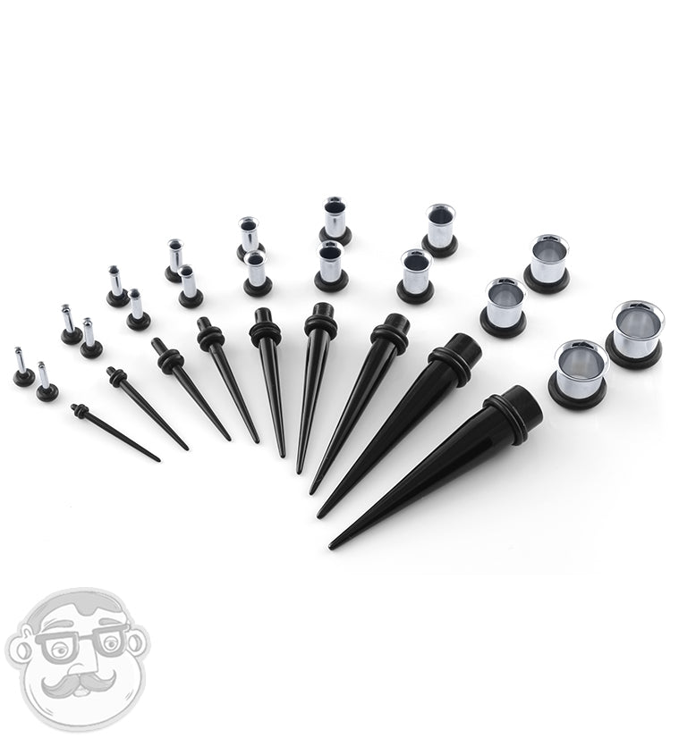 Custom Ear Stretching Kit (14G - 0G) - Steel & Acrylic