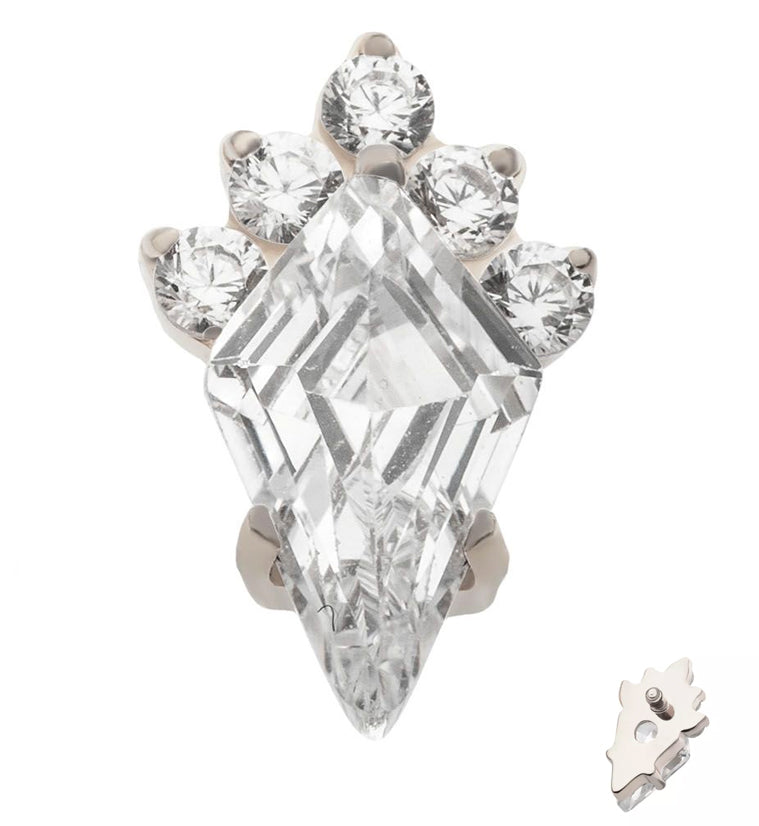 Adorn Clear CZ Internally Threaded Titanium Top