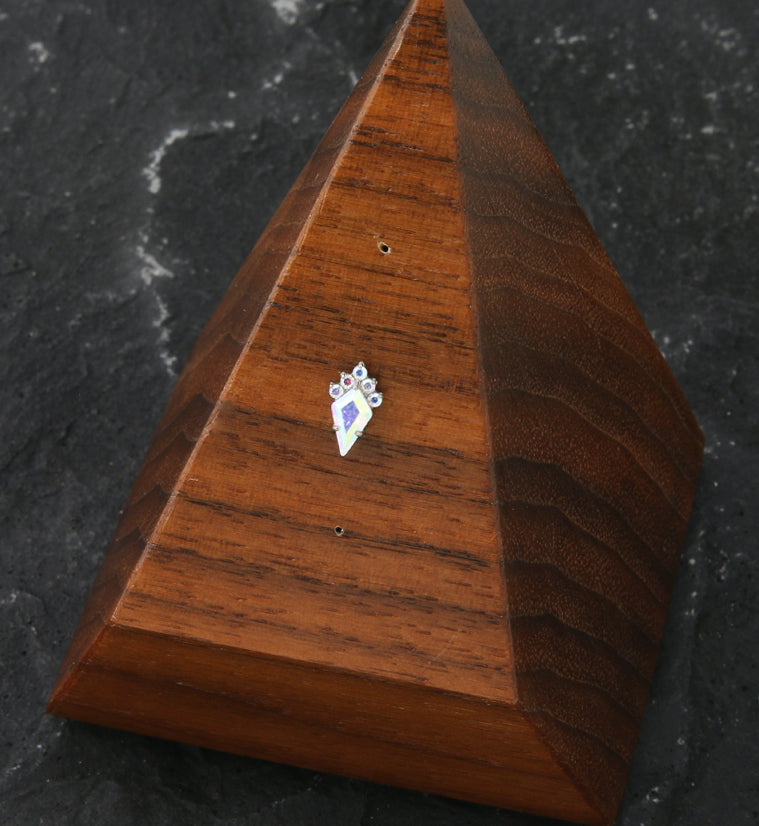 Adorn Rainbow Aurora CZ Threadless Titanium Top