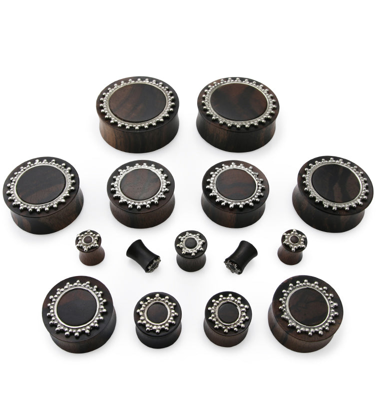 Adorn White Brass Inlay Areng Wood Plugs