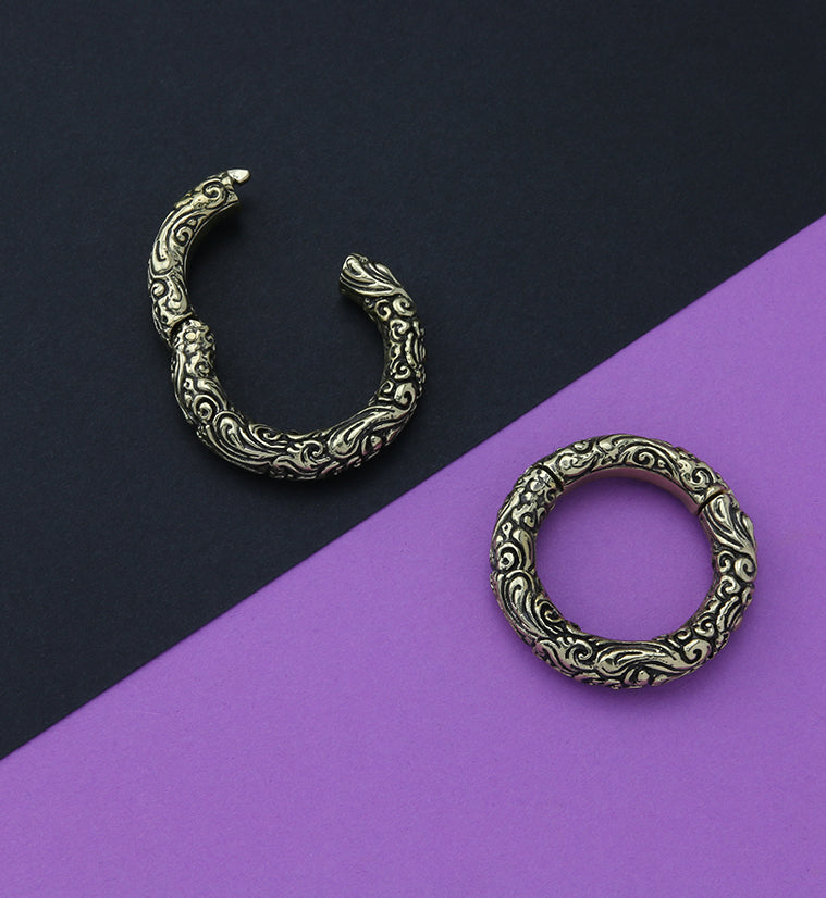 Adorned Brass Hinged Ear Weights