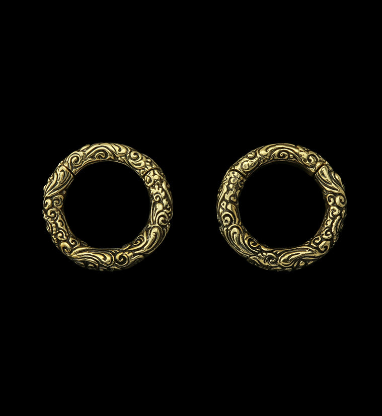 Adorned Brass Hinged Ear Weights
