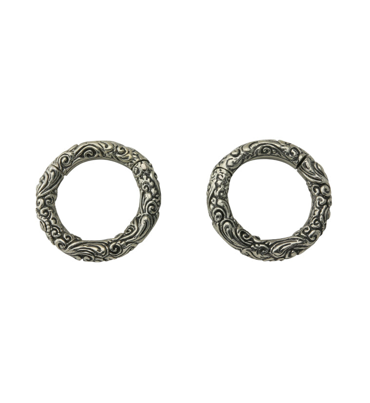 Adorned White Brass Hinged Ear Weights