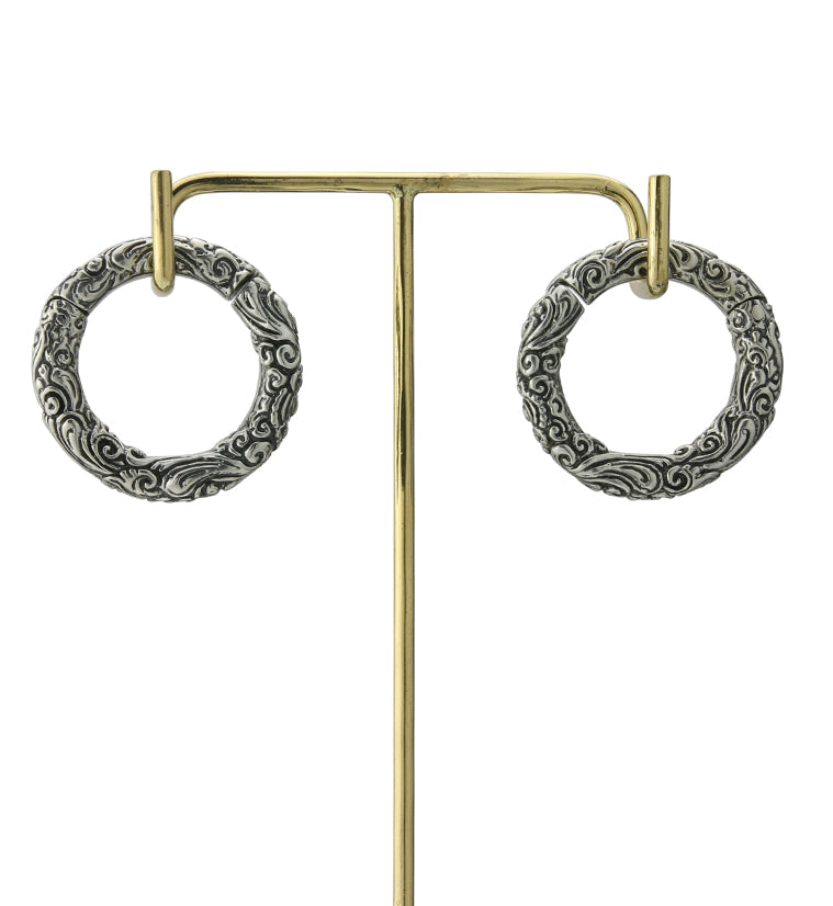 Adorned White Brass Hinged Ear Weights