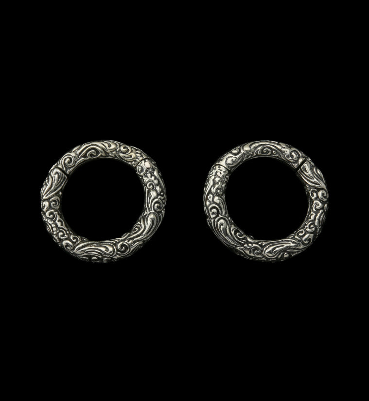 Adorned White Brass Hinged Ear Weights