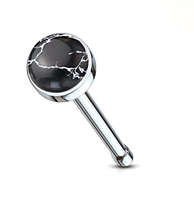 20G Black Agate Stone Top Nosebone