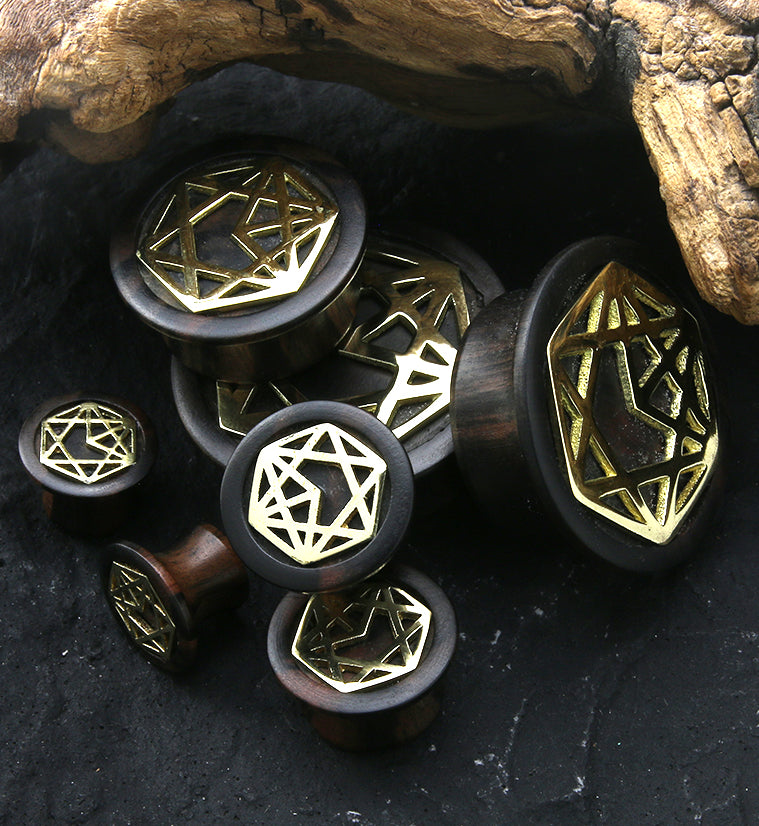 Alchemy Brass Areng Wood Mayan Flare Plugs