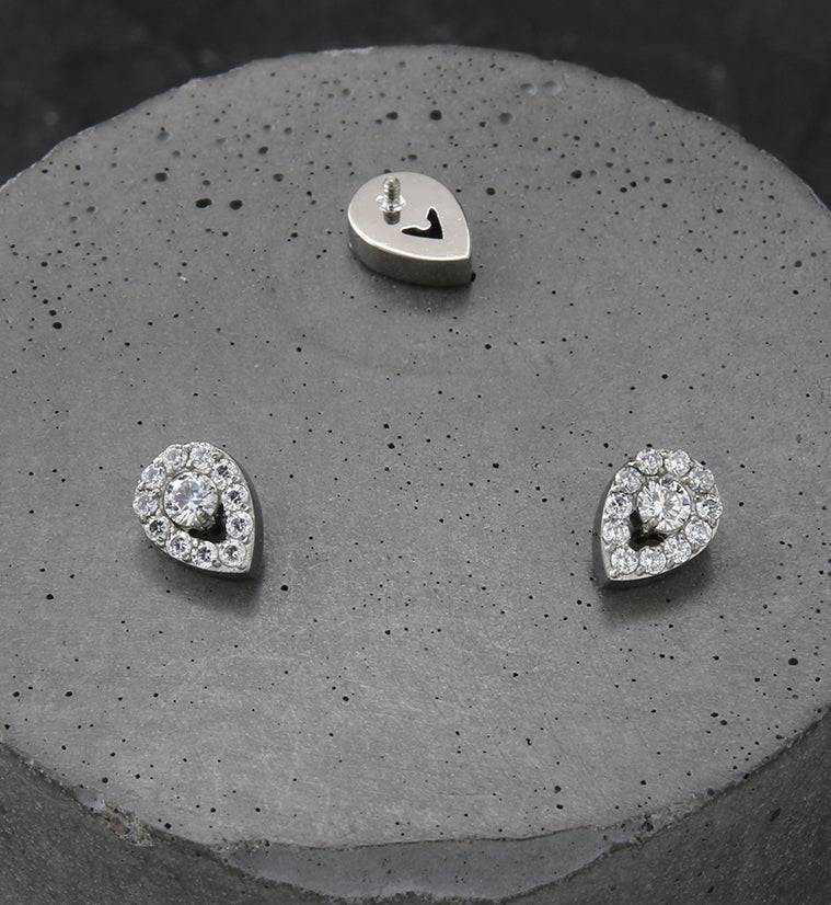 Allay Teardrop CZ Internally Threaded Titanium Top