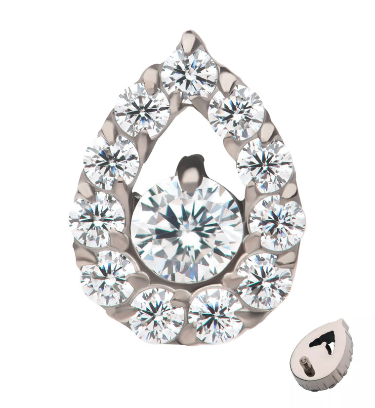 Allay Teardrop CZ Internally Threaded Titanium Top