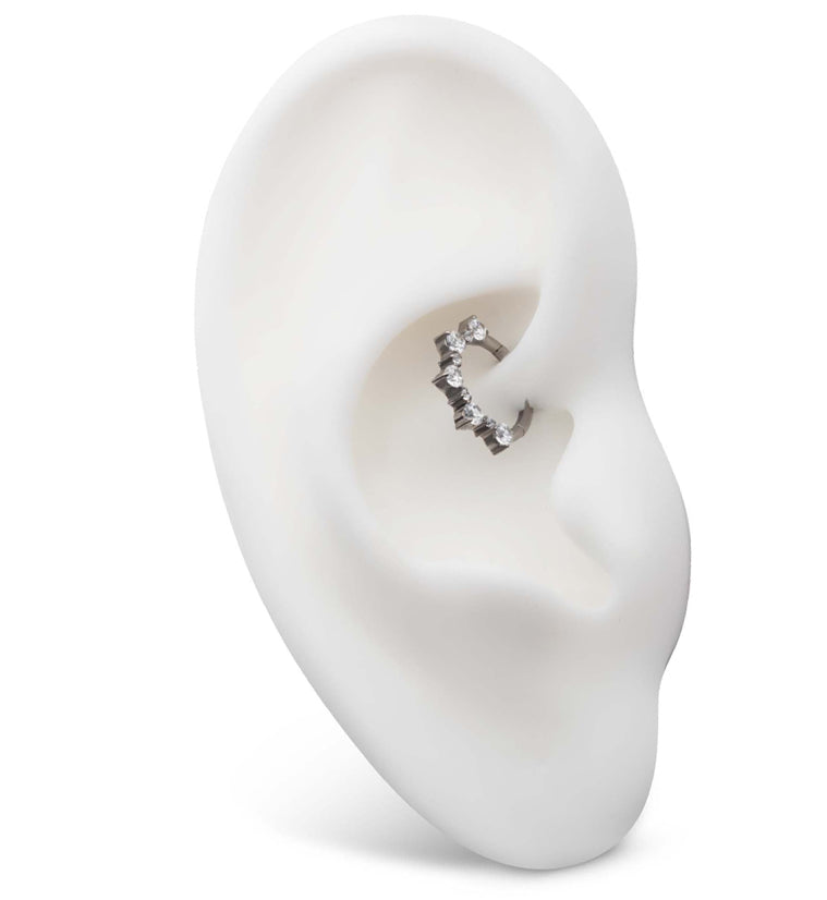 Alternate Clear CZ Titanium Hinged Segment Ring