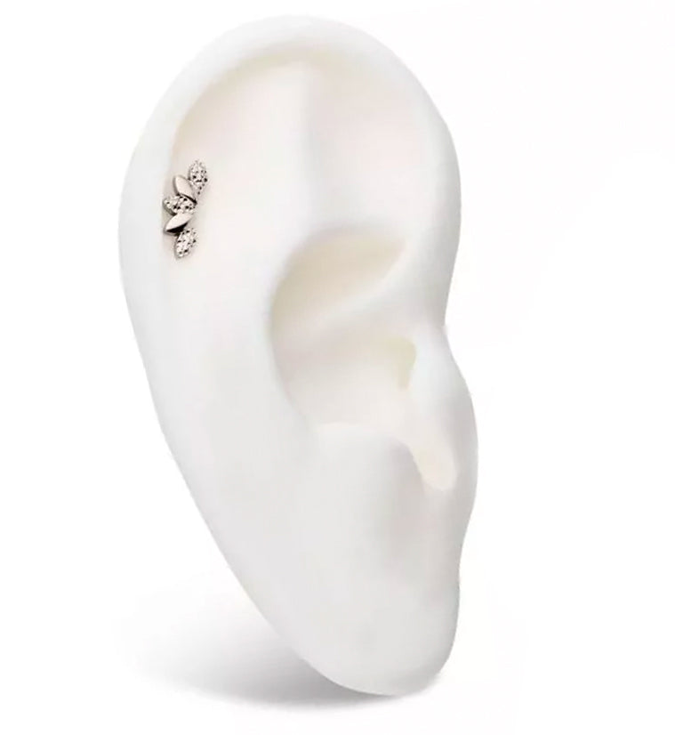 Alternating Hammered Chaplet Threadless Titanium Top